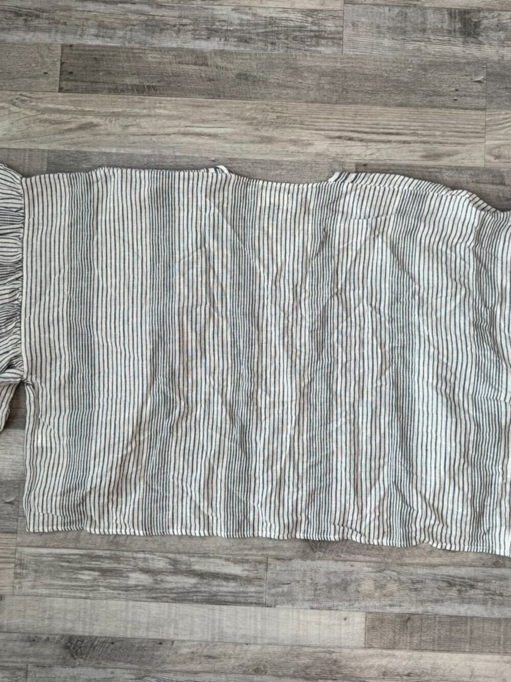 Universal Thread White Blue Stripe Cotton Linen Open Front Shrug OSFM F21 - Picture 5 of 5